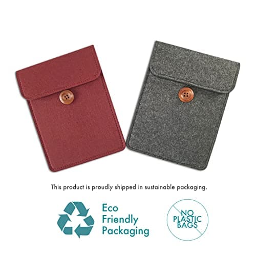6 inch E-Reader Sleeve by Okami Products, Felt Ereader Pouch for all 5 to 6 inch E-Readers, Protective E-Book Bag/Case (Red) — view 6