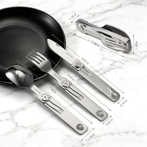 ROXON 3-in-1 Knife Spoons Fork Camping Utensils Set with Case — view 4