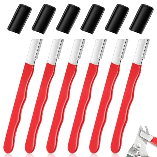 6 Pack Garden Tool Sharpener, Pocket Sized Blade Pruning Shears Blade Sharpeners, Mini Portable Quick Edge Sharpening Multipurpose Usage Knife Sharpener for Pruning Shears Hedge Scissors (Red+Black)