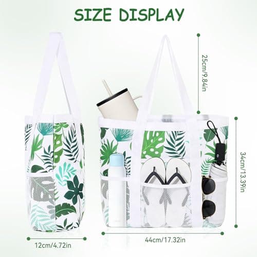 MOFASVIGI Waterproof Mesh Beach Bag Women with Pockets Foldable — view 5