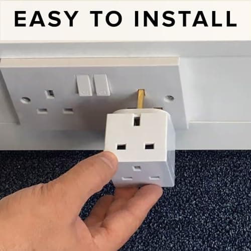 Double Plug Adaptor UK 13A, 2 Way 3 Pin Socket Cube Extension Splitter 250V, Compact Mains Wall Adaptor Block for Home, Kitchen and Office (Pack of 1) — view 4