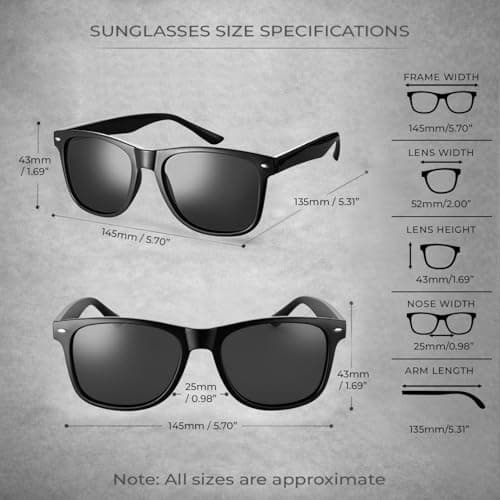 Komonee Drifter Sunglasses UV400 Protection Black Classic Style Retro Sun Shades Eye Glasses Unisex For Men Women Travel & Fashion – Lightweight Frame Fashion Eyewear Outdoors — view 5