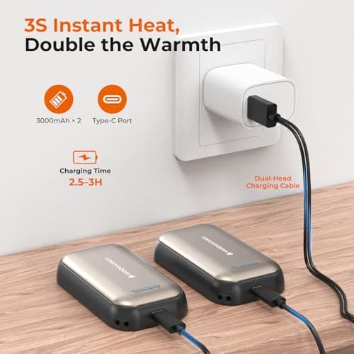 Fitabok Hand Warmers Rechargeable 2 Pack - 6000mAh Magnetic Electric Hand Warmer with 3 Heat Up to 55°C, USB-C Charging, Pocket Heater for Outdoor, Camping, Raynauds — view 4