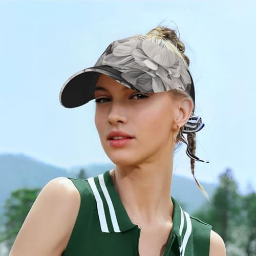 FBGHHTY Floral Graphite Print Adult Sunscreen Visor Cap Outdoor Sports Beach Hiking Cycling Summer Travel Sun Hat Black — view 5