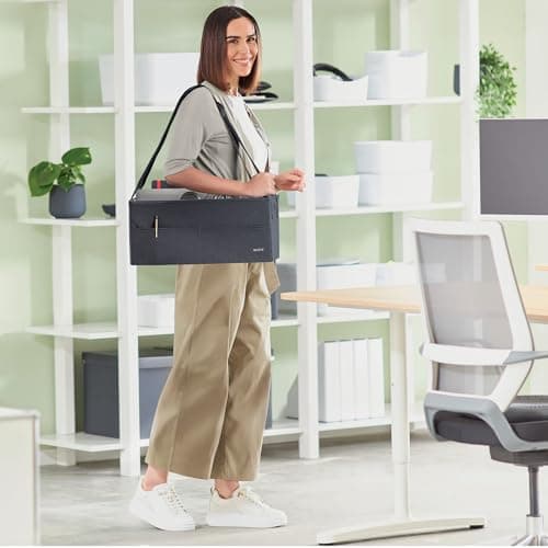 Leitz Fabric Hot Desking Work Bag & Storage Bag, Foldable Laptop Bag & Desk Tidy Organiser for Stationery & Laptop Accessories, w. Carry Handles, Velvet Grey, 64440089 — view 3