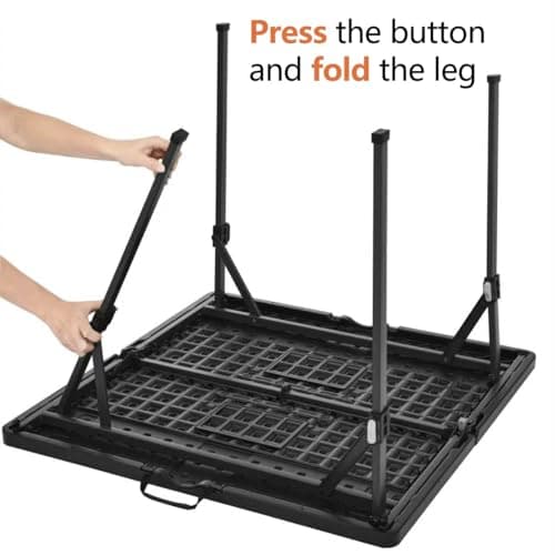 Amazon Basics Square Folding Table with Carrying Handle, Indoor & Outdoor, Portable, Lightweight, Travel and Dining Table, Picnic, Camping, Black, 86.1 x 86.1 x 74 cm — view 5