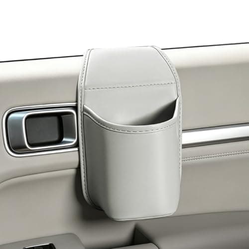 Leather Car Side Pocket Organizer Door Cup Holder Phone Slot (Beige) — view 4