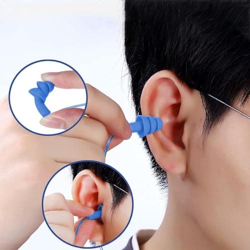 6 Pairs Corded Earplug Silicone Earplugs, Noise Cancelling Ear Plugs,Reusable earplugs for Sleeping, Work, Studying, Travel, Shooting Range and More — view 5