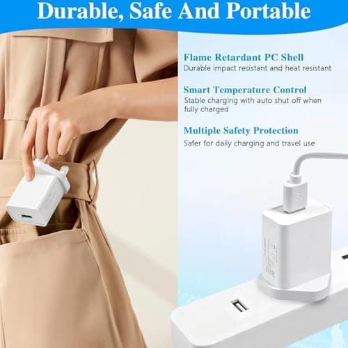 2 Pack USB Plug Adapter UK 5V 2A 10W Wall Charger Single Port — view 3