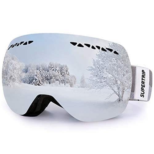 Supertrip Ski Goggles Over Glasses UV400 Anti-fog Skiing / Snowboard Goggles for Men & Women Professional Snowmobile Skate Goggles (Gray Revo Mirror Grey VLT 9.75%))