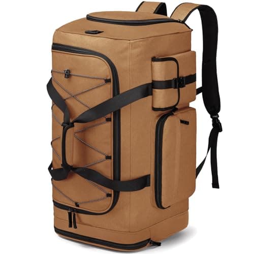 Lyweem 70L Large Duffle Bag for Men Travel, Sports Holdall Bag with Backpack Straps & Shoe Compartment, Waterproof Traveling Duffel for Weekend Overnight Women Gym Backpack, Khaki