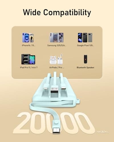 VEEKTOMX 20000mAh Power Bank with 4 Built-in Cables, USB C Portable Charger — view 5