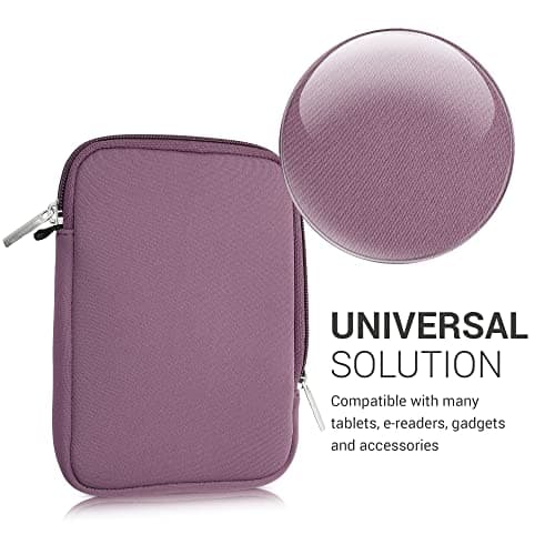 kwmobile Neoprene e-Reader Pouch Size 6" eReader - Universal eBook Sleeve Case with Zipper - Lavender — view 4