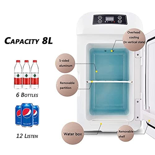JNYB Car Refrigerator, 12V Mini Fridge Portable Personal Compact Cooler And Warmer 8L 12 Cans for Cars, Road Trips, Homes, Offices,Brown — view 6