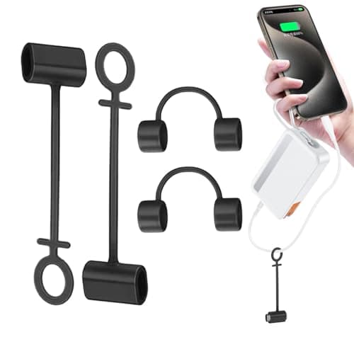 Charging Cable Adapter Holder – 3.74 Inch Silicone Tether Set | Silicone Anti Lost Strap – 4 Piece Charger Adapter Holder for Cable Organizing Travel Keychain Use — view 6