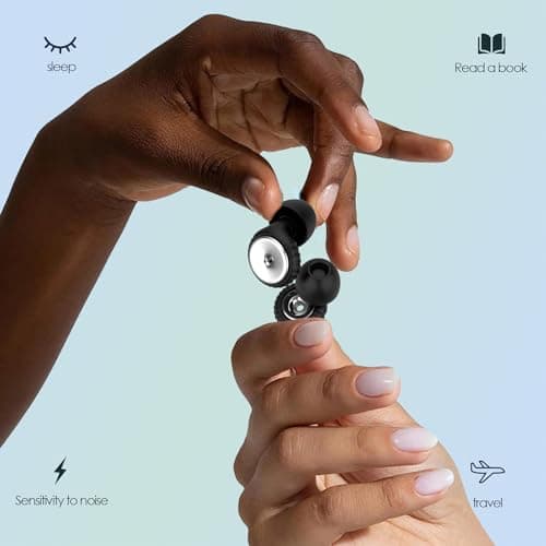1 Pairs Ear Plugs for Noise Reduction,Ear Plugs for Sleep,Reusable Earplugs,Soft Silicone in EarPlug,for Sleep,Focus,Travel,Noise&Flights(Black+Silver) — view 6