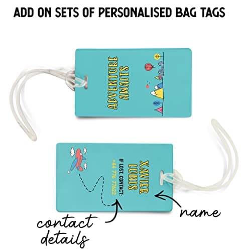 NOT JUST A PRINT Kids Passport Cover Personalised with Any Name | UK Passport Holder | Toddler Child's 1st Passport Adventure Awaits Wallet (Teal/Yellow) — view 4