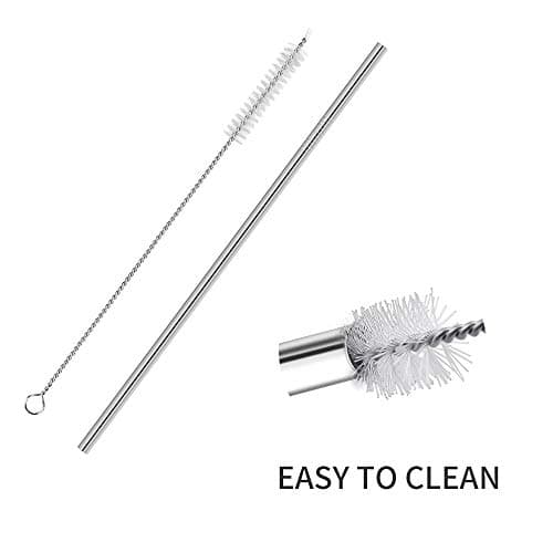 Ithyes 8 Pack Reusable Metal Straws Long Stainless Steel Straws Drinking Straw for 20/30 oz Tumblers with Travel Case & 2 Cleaning Brushes,10.5"/8.5"(Silver) — view 5