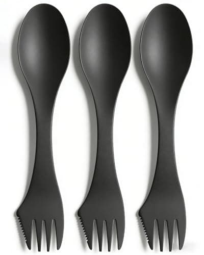 3 Pack Spork,3-in-1 Camping Accessories Knife Fork Spoon Set Dishwasher Available Reusable for Outdoor,Camping,Backpacking Hiking,Travel(Black)