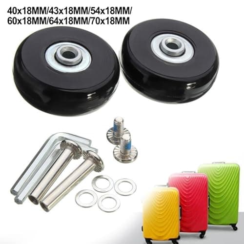 2pcs Replacement Wheels for Luggage Suitcase Repair Kit Rubber Rollers with Double Bearings (43mm*18mm) — view 5