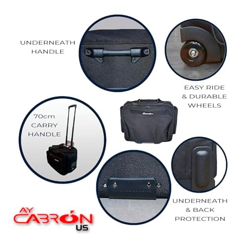 Ay Cabron™ Professional-Grade Pilot Flight Deck Trolley Bag – MADE BY PILOTS FOR PILOTS – Lightweight & Water-Resistant | Airbus & Boeing Compatible., Black, L, With Trolley — view 4