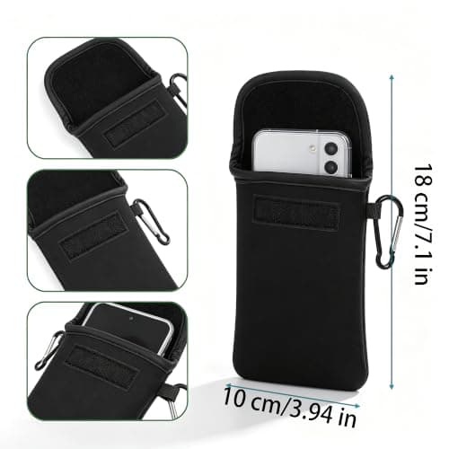 KIMHOME Mobile Phone Case, Universal Waterproof Cover with Neck Strap Black — view 2