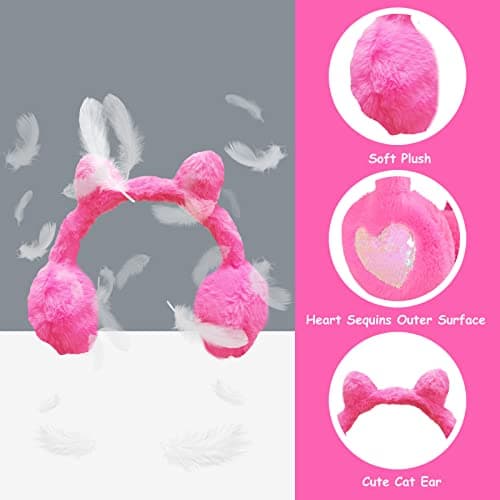 SEDEX Ear Muffs Kids Winter Girls Earmuffs Cute Cat Fluffy Ear Warmer Children Plush Thermal Furry Ear Covers Windproof Soft Headband Outdoor Sport Faux Fur Earflap Ski Cycling Running Headwear — view 5