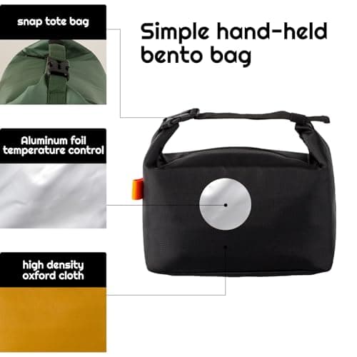SUOXU Insulated Lunch Bag Leak Proof Thermal Lunch Tote for Adults Kids - Large Capacity Water Resistant Cooler Bag for Work, School, Picnic & Travel (Black) — view 4