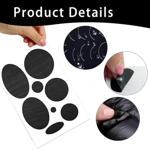 5 Sheets Puffer Jacket Repair Patch, Self Adhesive Down Coat Repair Patch, Black Waterproof Fabric Repairs Patches, Seamless Stick on Patches, for Clothes, Inflatables, Sleeping Bags Holes Fixing — view 3
