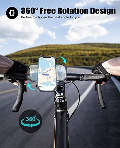Acrhkoor Bike Phone Holder, 360° Rotatable Adjustable Detachable Motorcycle Phone Mount, Universal Silicone Bicycle Phone Holder Compatible with iPhone 13 12 11 Pro Max/XR/XS/8/7, Samsung (4.0"-7.0") — view 5