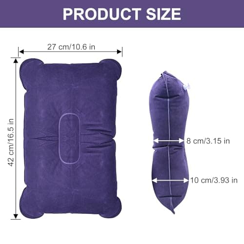 LICQIC 3 PCS Inflatable Pillows, Blow Up Cushion, Air Pillow for Camping,Travel, Sunbathing, Neck Lumbar Support (Gray & Dark Purple & Rose Red) — view 2