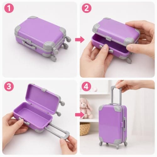 PYuWejn 2 Pcs Mini Suitcase, Suitcase Model, Purple and Magenta — view 4