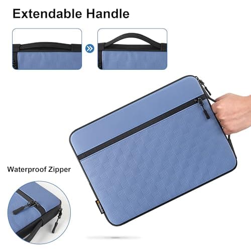 DOMISO 14 Inch Laptop Sleeve Case – Premium Waterproof & Shockproof Protective Cover for MacBook Pro M3/M2/M1 (A2779, A2442) & 14" MacBook Air | Slim Fit with Front Pocket & Carry Handle ，Blue — view 5