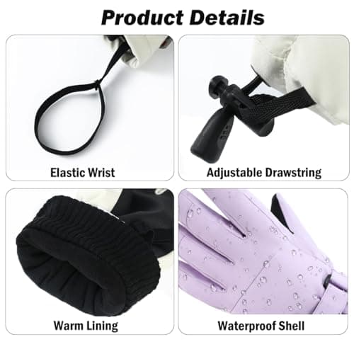 NexusGoods Thermal Touchscreen Ski Gloves - Waterproof & Insulated Snow Gloves for Men and Women For Snowboarding Ice Skating Winter Sports (Beige,S) — view 5