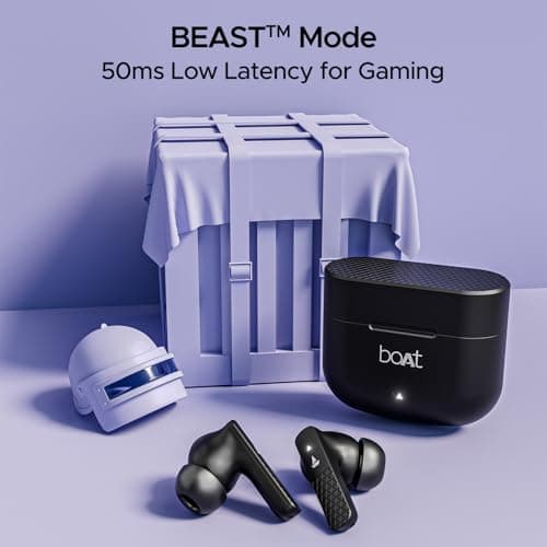 boAt Airdopes 91, 45HRS Battery, 50ms Low Latency, ENx Tech, Fast Charge, IPX4, IWP Tech, v5.3 Bluetooth Earbuds, TWS Ear Buds Wireless Earphones with mic (Active Black) — view 4