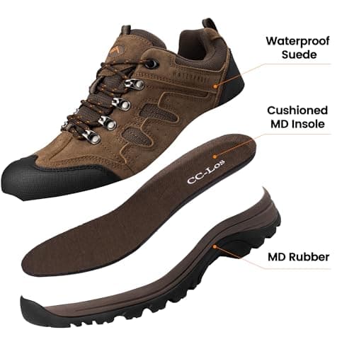 CC-Los Men's Waterproof Lightweight Walking Shoes Non-Slip Hiking Brown Size 6.5 — view 6