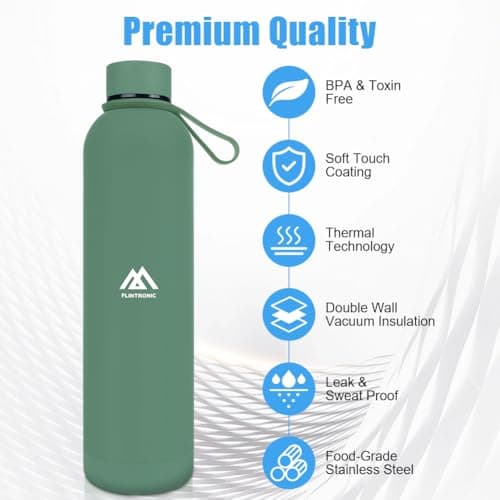 flintronic 750ml Insulated Water Bottles,Double Wall Vacuum Drinks Bottle Keeps Drinks Cold 24 Hrs/Hot 12 Hrs, Stainless Steel Water Bottle with Handle,Sports Flask BPA Free for Sports, Camping — view 3