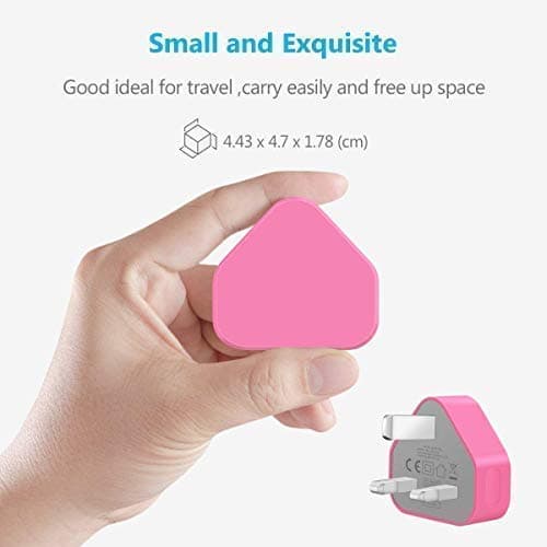 USB Desktop UK Plug, USB Charger, Adapter CE Approved Compatible iOSiPhone iOSiPad All Models Samsung Galaxy HTC LG Sony Huawei Motorolla and Many More Models (Bright Pink) — view 6