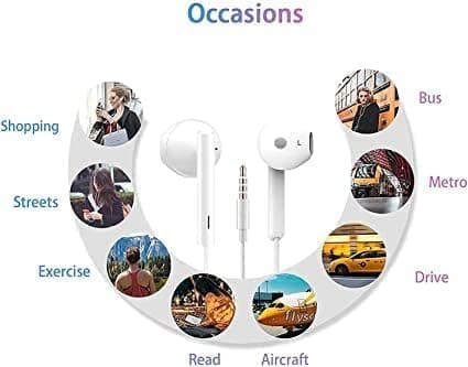 Earphones, In-Ear Headphones Earphones 3.5mm Jack Wired Earbuds with Microphone Mic, Noise Isolating Earbuds Deep Bass Corded In-Ear Headphones for i-Phone, Samsuing & More device (White) — view 6