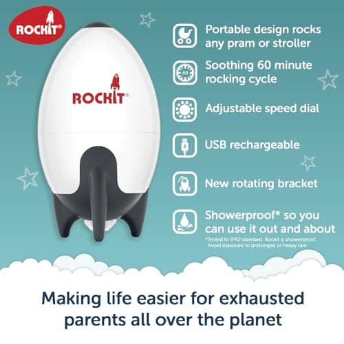 Rockit Rocker Rechargeable Pram Rocker - Baby Pushchair Rocking Device, Soothing Motion for Stroller or Buggy, Adjustable Speed, 60 Minute Timer, Universal Fit — view 3
