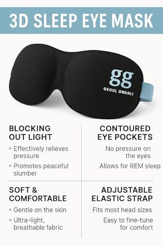 3D Sleep Eye Mask for Men & Women | Contoured Memory Foam Light Blocking Eye Cover for Travel, Shift Work, Meditation | Adjustable Strap, Lash-Friendly, 100% Blackout Comfort — view 5