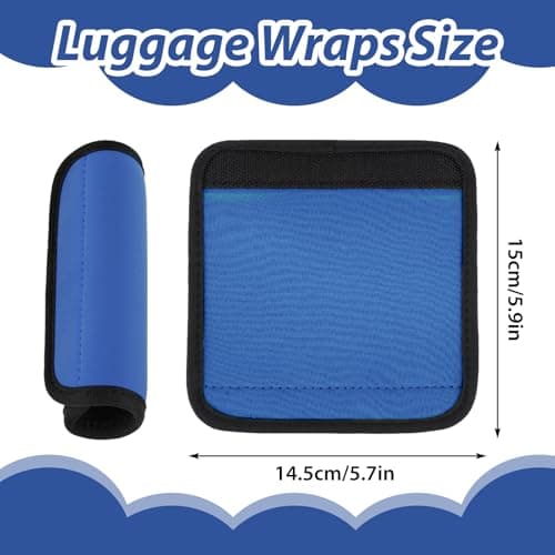 2 Pack Luggage Handle Wraps for Suitcase, Bright Color Comfort Soft Handle Covers Suitcase Luggage Handle Wrap Luggage Tag Wraps Travel Accessories (Blue) — view 2