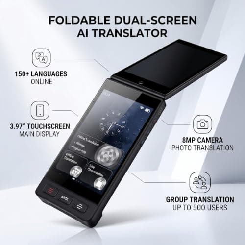Generic Language Translator Device Foldable Advanced Real Time Dual Screen AI Translator for Business Travel 3.97" Touch Screen — view 4