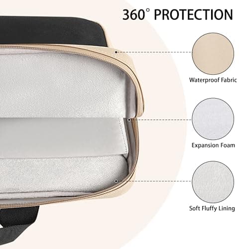 DOMISO 15-15.6 Inch Laptop Sleeve for MacBook Air 15" & Pro, Dell XPS 15, HP, Lenovo, Gaming Laptops Water-Resistant Protective Case with Zipper，Beige — view 3