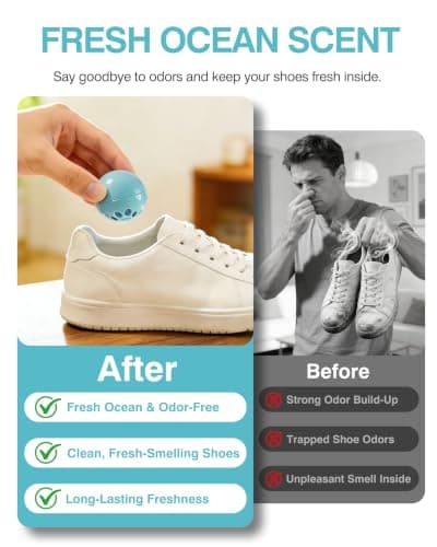 Jevvu Shoe Deodorizer Balls, 10 Pack Odour Eliminator for Shoes, Trainers, Boots, Gym Bags and Lockers(Ocean Fresh) — view 2
