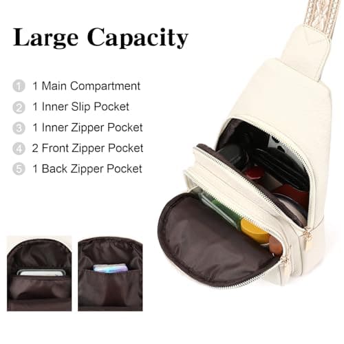 GAEKEAO Sling Bag for Women Crossbody Bags Fanny Pack Vegan Leather Chest Bag Travel Shoulder Belt Purse Gifts — view 3