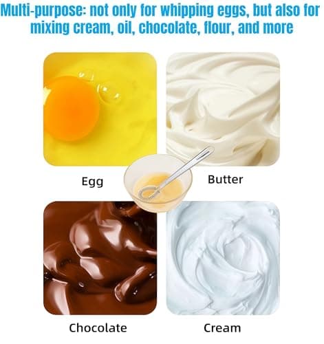 AJIMAOMI Food Grade Stainless Steel Whisk, 20.5cm Mini Portable Hand Mixer for Eggs, Coffee, Cream, Milk, Sauce, Honey, Drinks & Pancake Batter - Lightweight Manual Egg Beater — view 4