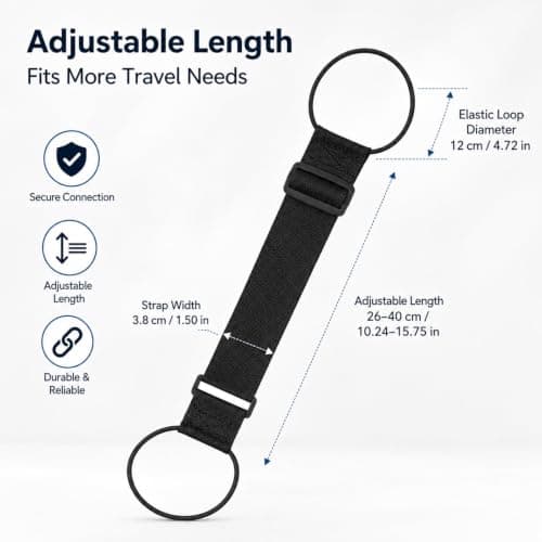 4 Pcs Luggage Connector Strap,Suit Case Strap,Travel Strap(Black & Rainbow) — view 2