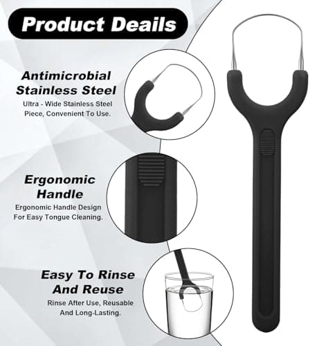 6 Pcs Stainless Steel Tongue Scraper, Tongue Brush Set for Adults & Kids — view 3
