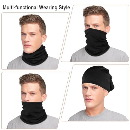 HEGGCOOE 4 Pcs Neck Warmer Snood for Men & Women, Winter Windproof Fleece Neck Gaiter Face Cover Scarf for Outdoor Sport Motorcycle Skiing Running Cycling (4x Black) — view 6